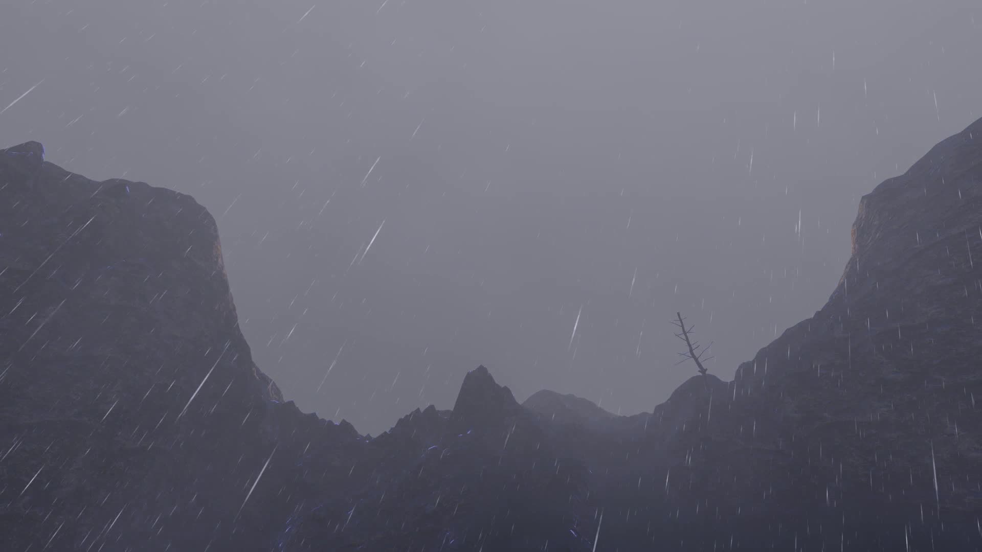 荒郊野外悬崖场景02-打雷下雨