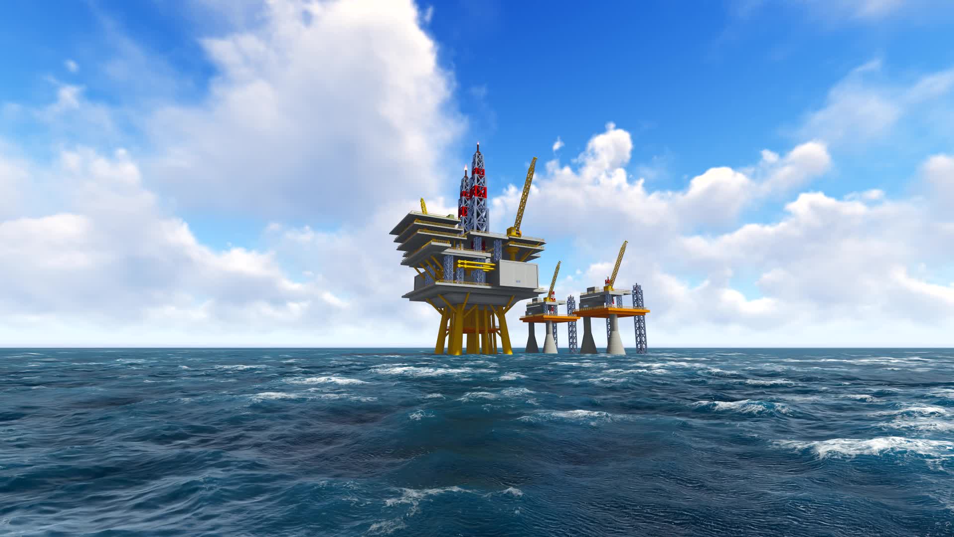 海上油井平台油轮船运输化动画