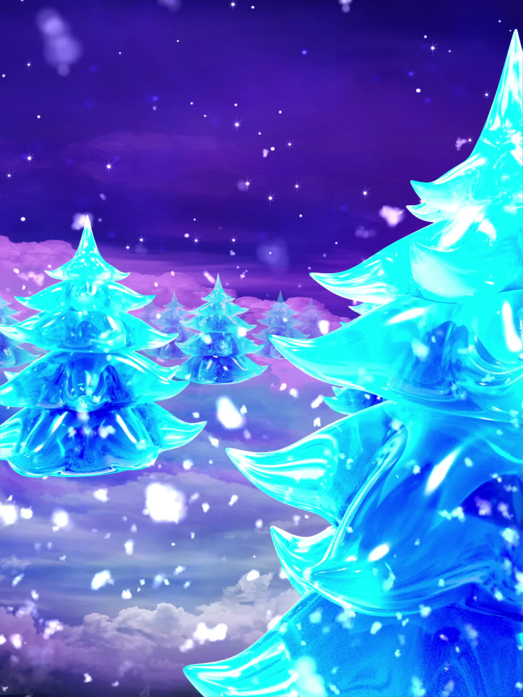水晶树雪景冲屏