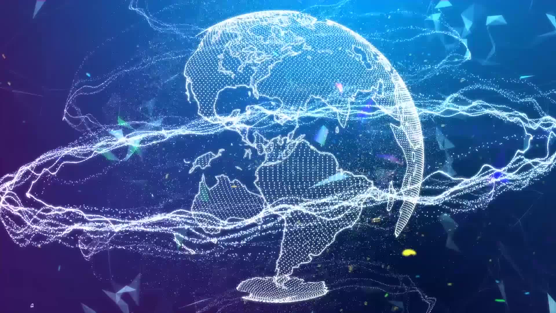 粒子线条互联网区块链地球展示视频