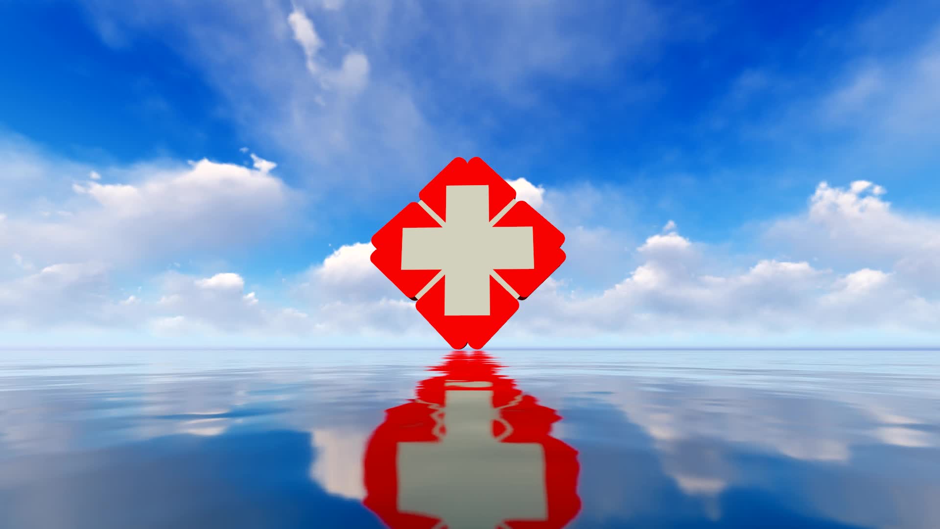 红十字标志海上日出延时动画